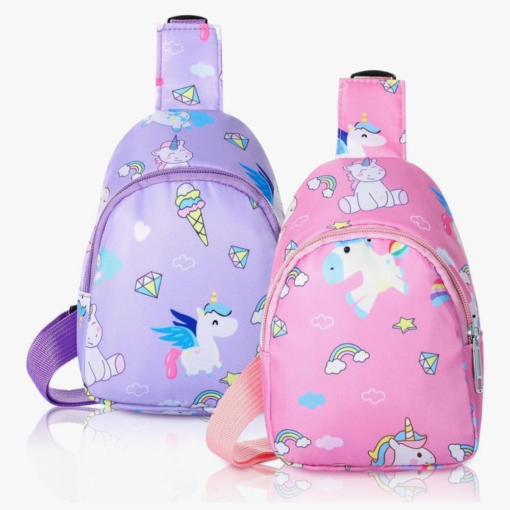 🆕 2 Pcs Small Crossbody Bag Girls Cute Cartoon Unicorn Sling Bag